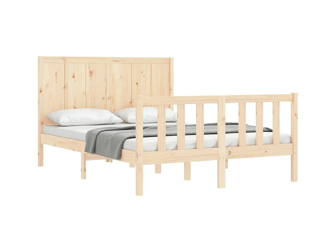 Bedframe met hoofdbord massief hout 140x190 cm