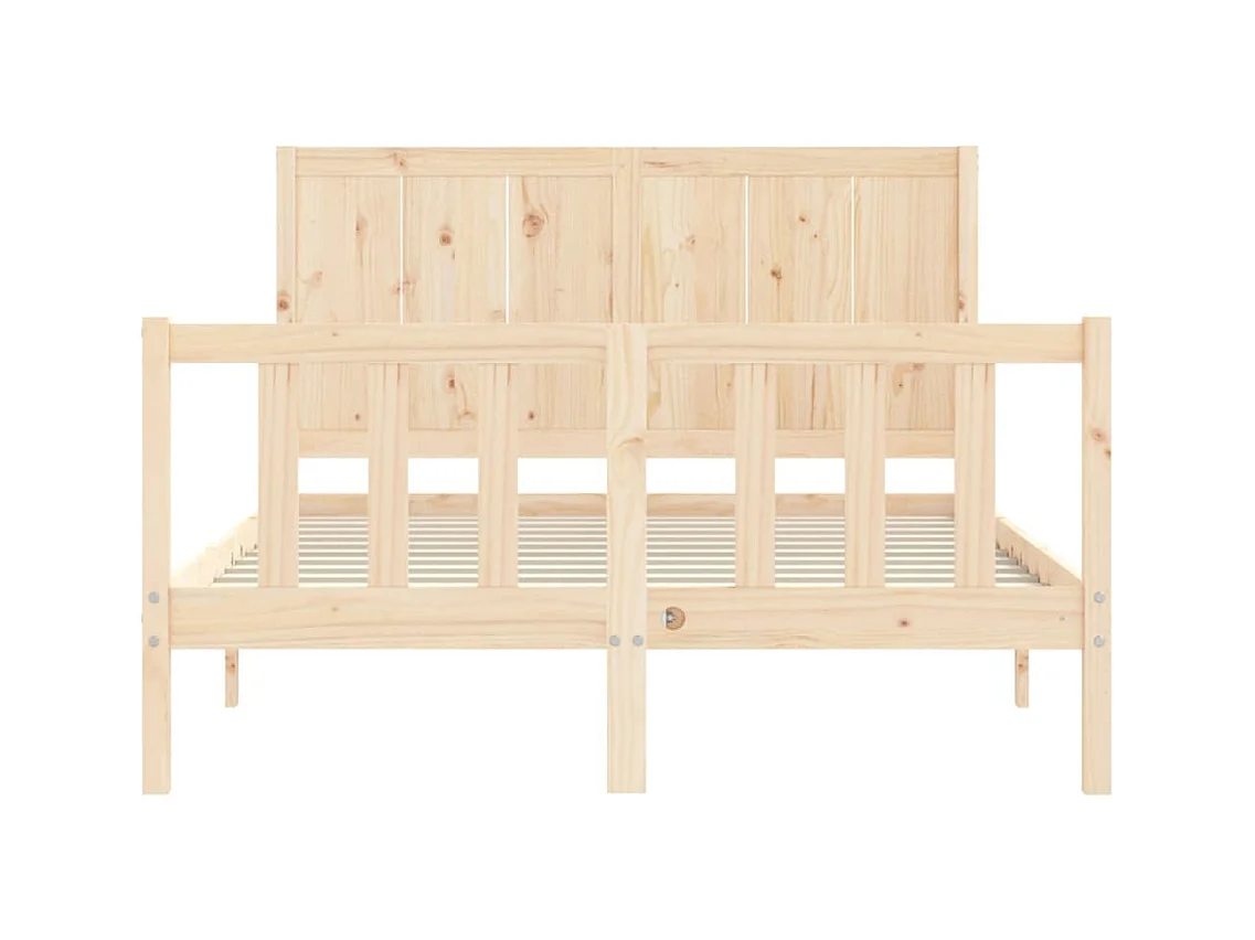 Bedframe met hoofdbord massief hout 140x190 cm