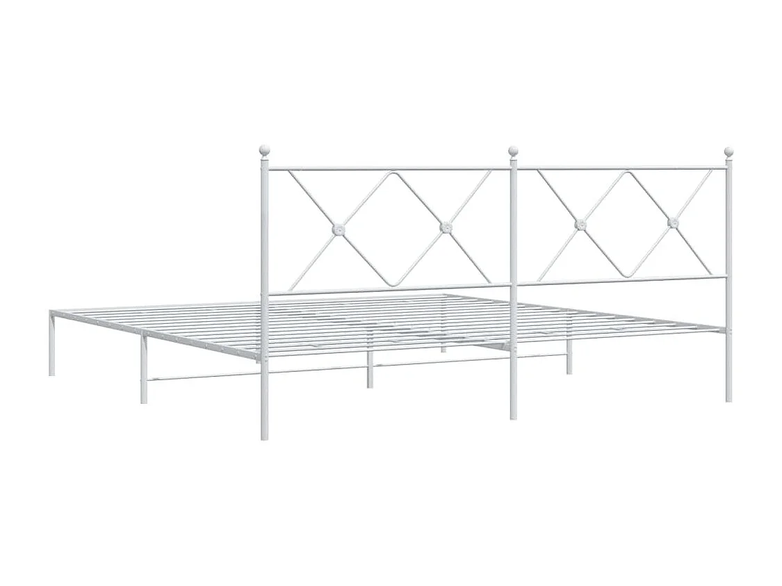 Cadre de lit métal avec tête de lit blanc 180x200