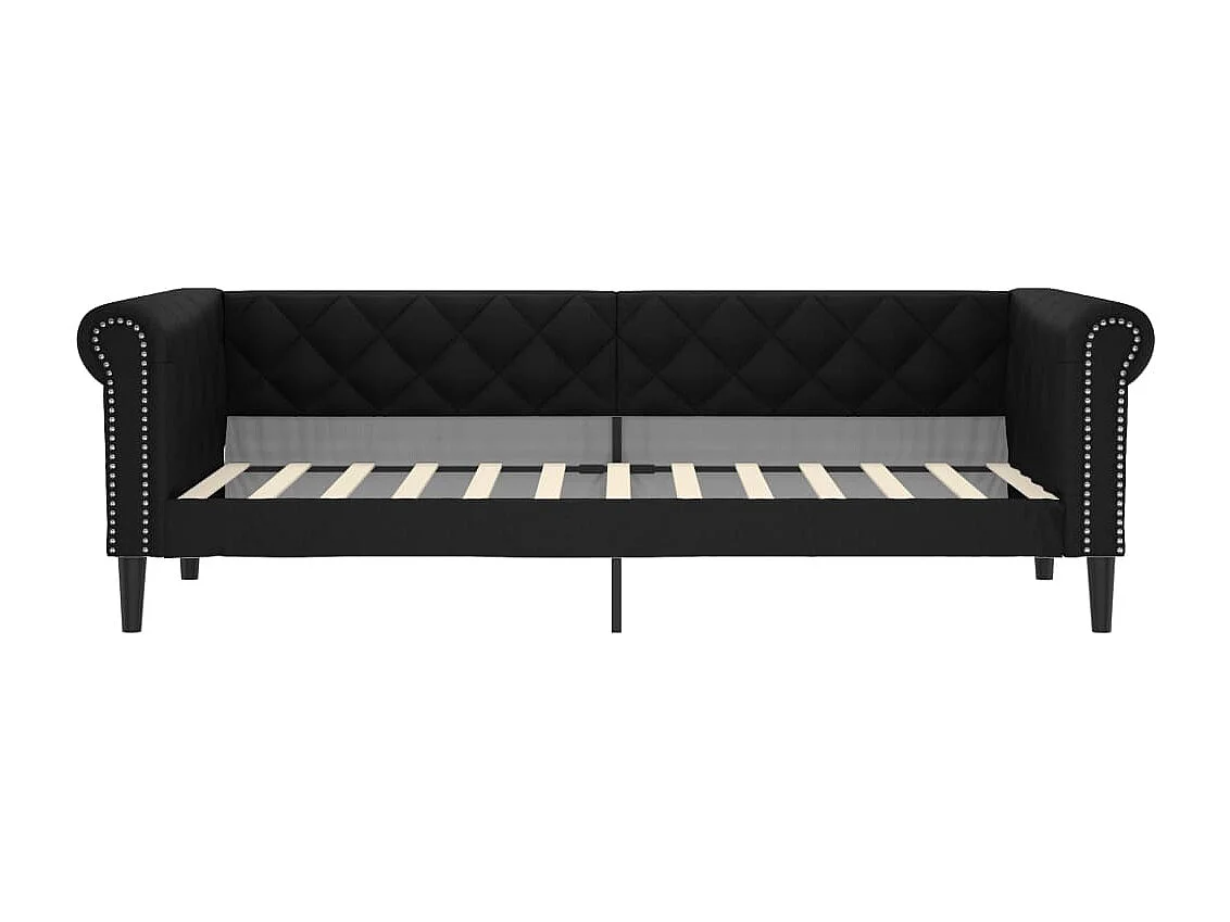 Lit de jour avec matelas noir 90x200 similicuir