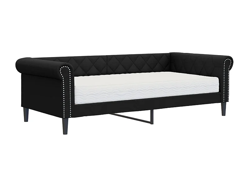 Lit de jour avec matelas noir 90x200 similicuir