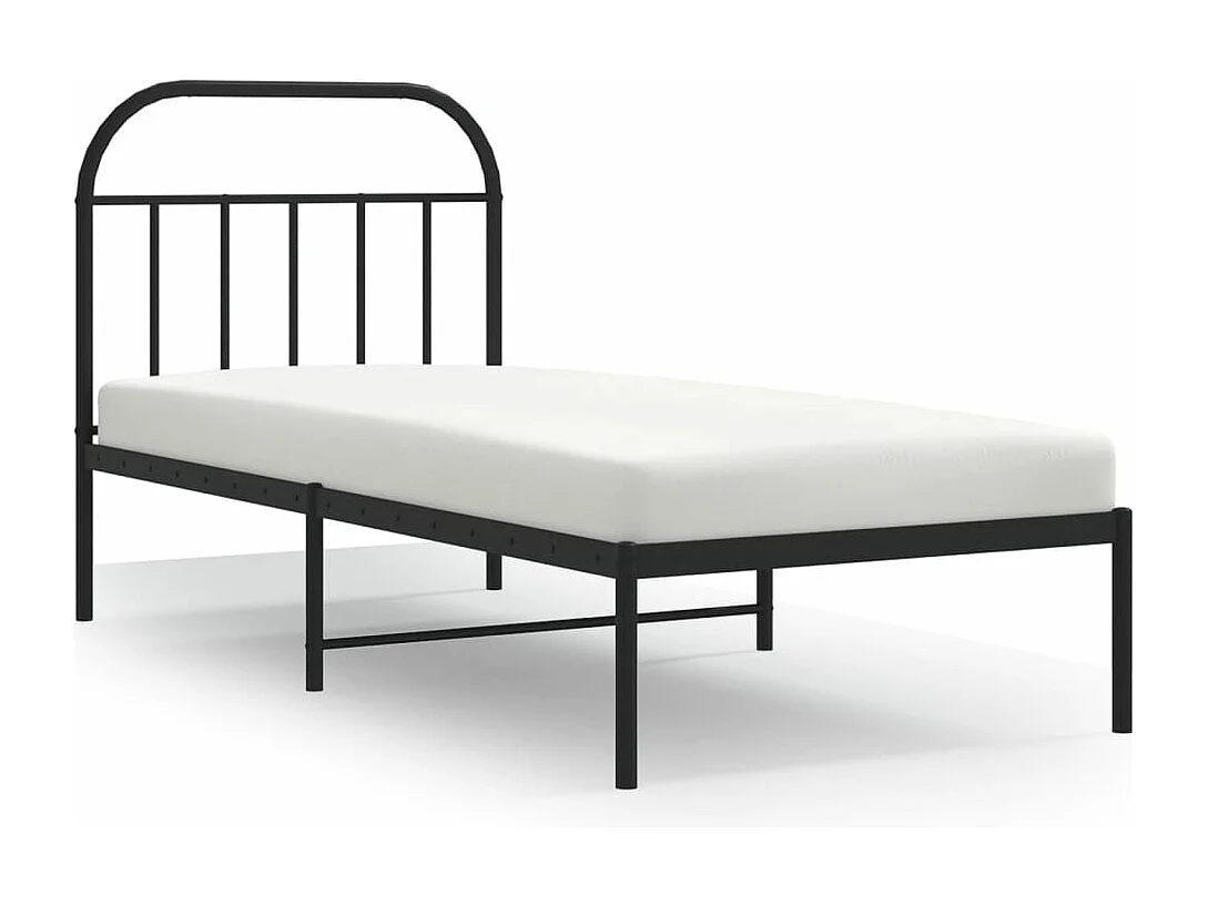 Cadre de lit métal avec tête de lit noir 90x200