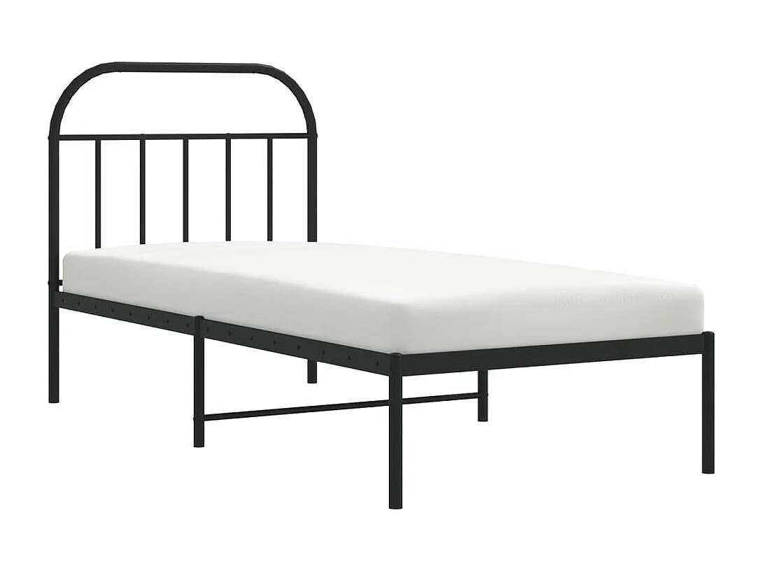 Cadre de lit métal avec tête de lit noir 90x200