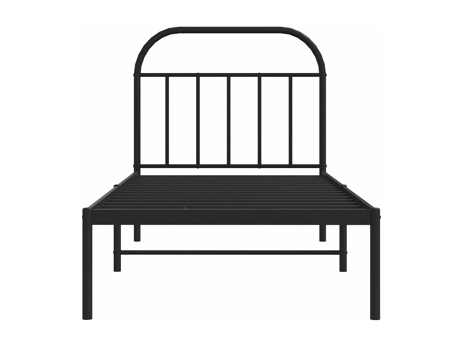 Cadre de lit métal avec tête de lit noir 90x200