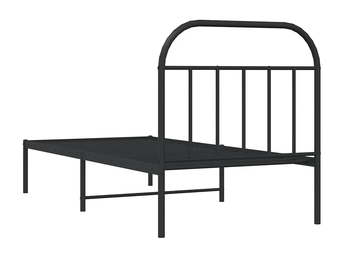 Cadre de lit métal avec tête de lit noir 90x200