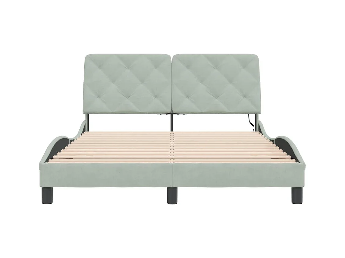 Cadre de lit avec lumières LED gris clair 140x190 velours