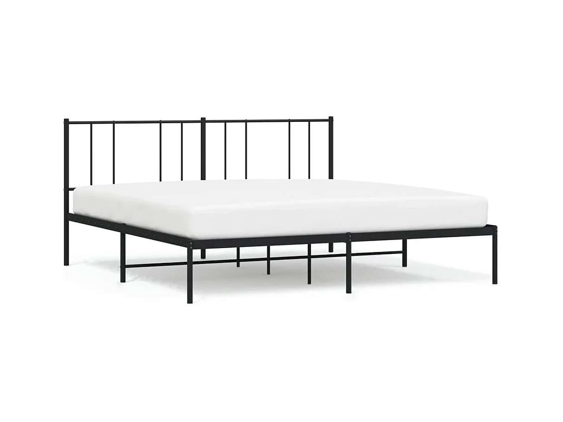 Cadre de lit métal avec tête de lit noir 183x213