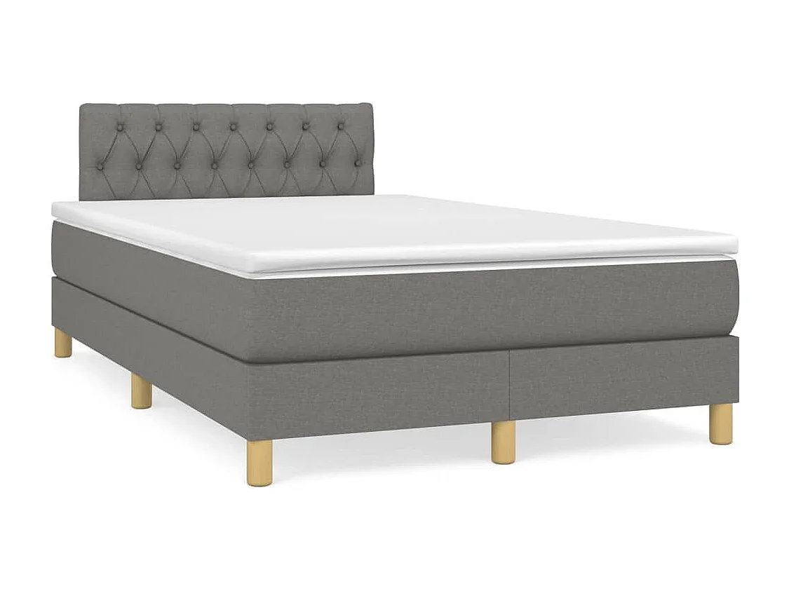 Sommier à lattes de lit avec matelas gris foncé 120x190 tissu
