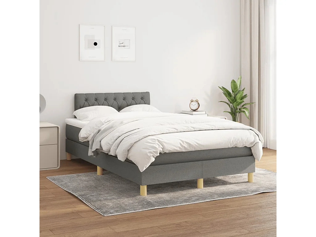 Sommier à lattes de lit avec matelas gris foncé 120x190 tissu