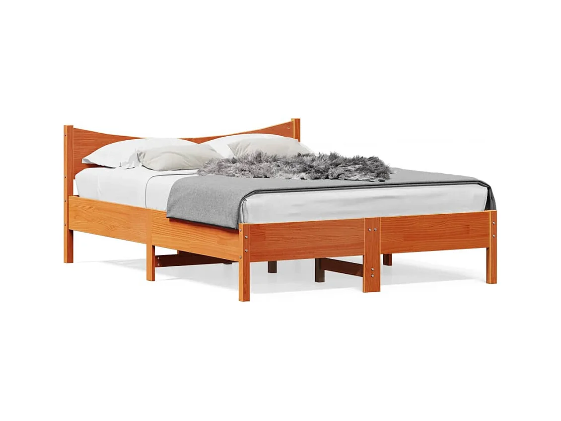 Cadre de lit marron 135x190 bois de pin massif