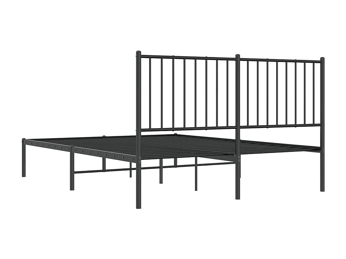 Cadre de lit métal avec tête de lit noir 140x200