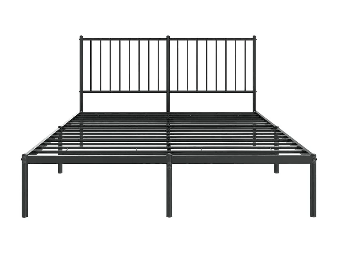 Cadre de lit métal avec tête de lit noir 140x200