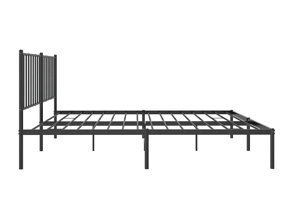 Cadre de lit métal avec tête de lit noir 140x200