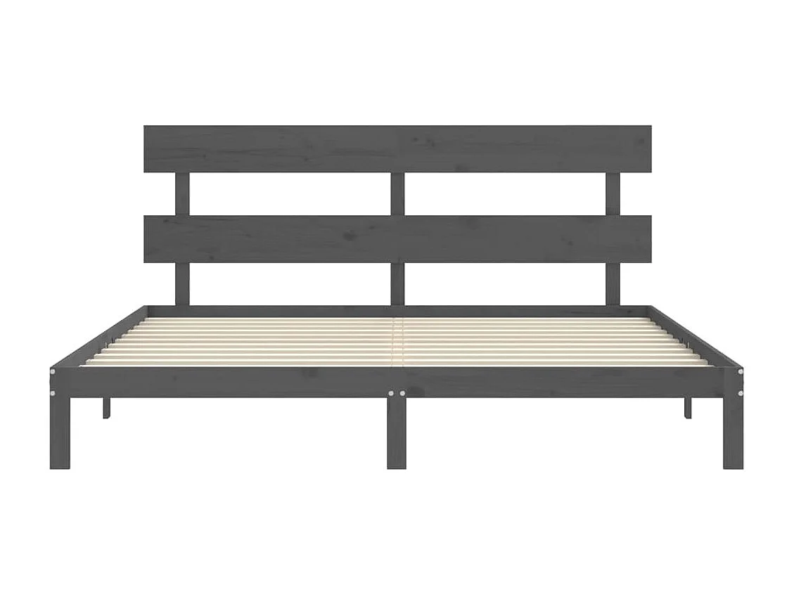 Cadre de lit avec tête de lit gris 200x200 bois massif