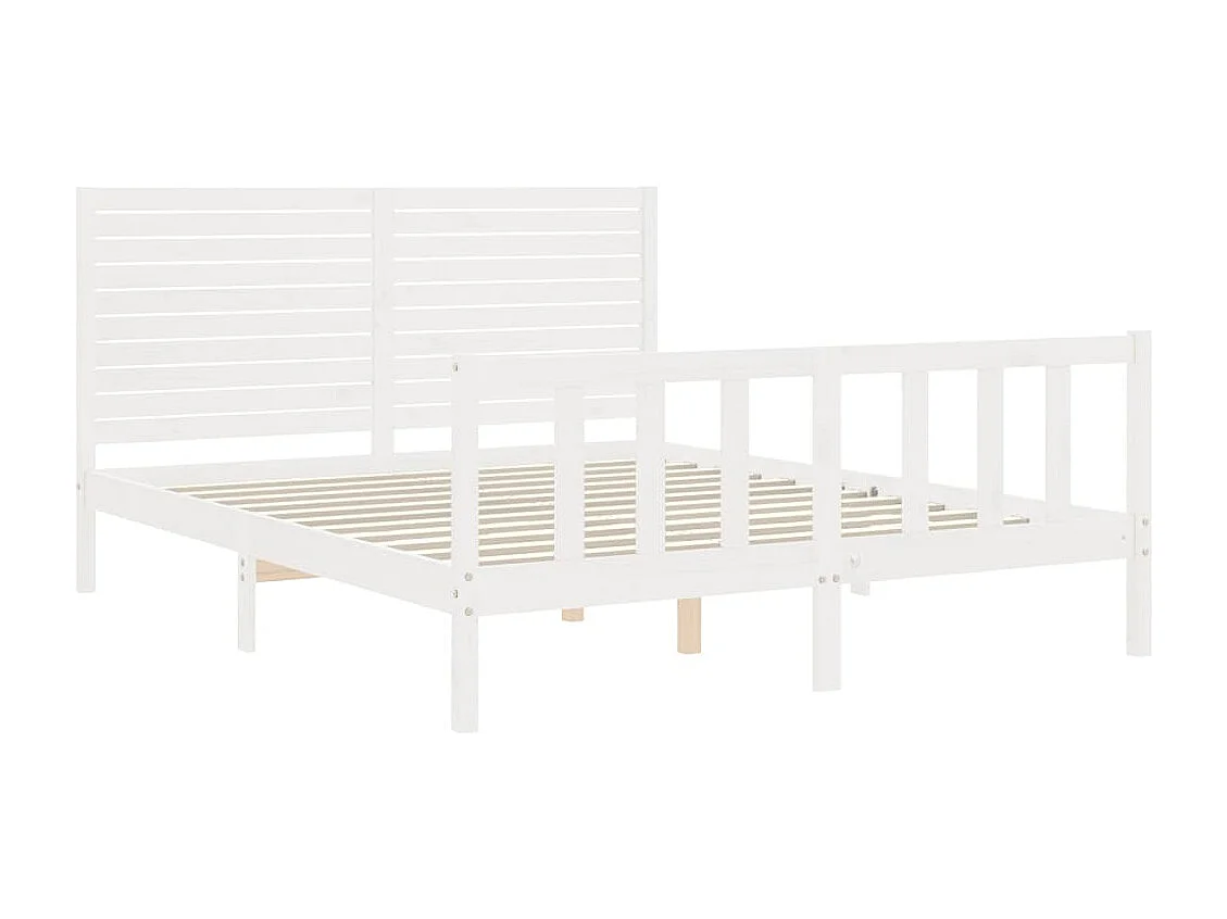 Cadre de lit avec tête de lit blanc 160x200 bois massif