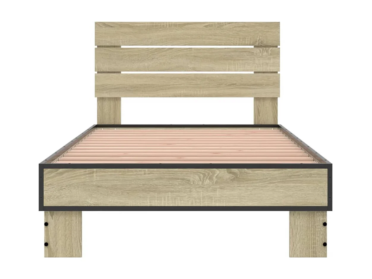 Cadre de lit chêne sonoma 75x190 bois d'ingénierie et métal
