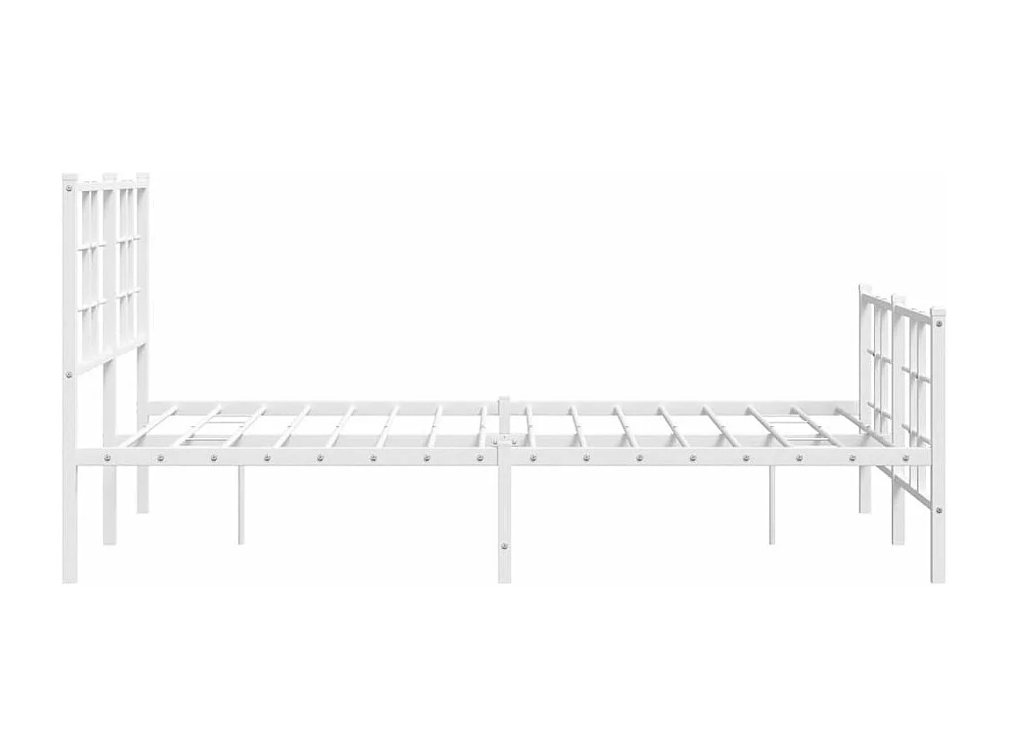Cadre de lit métal avec tête de lit-pied de lit blanc 120x200