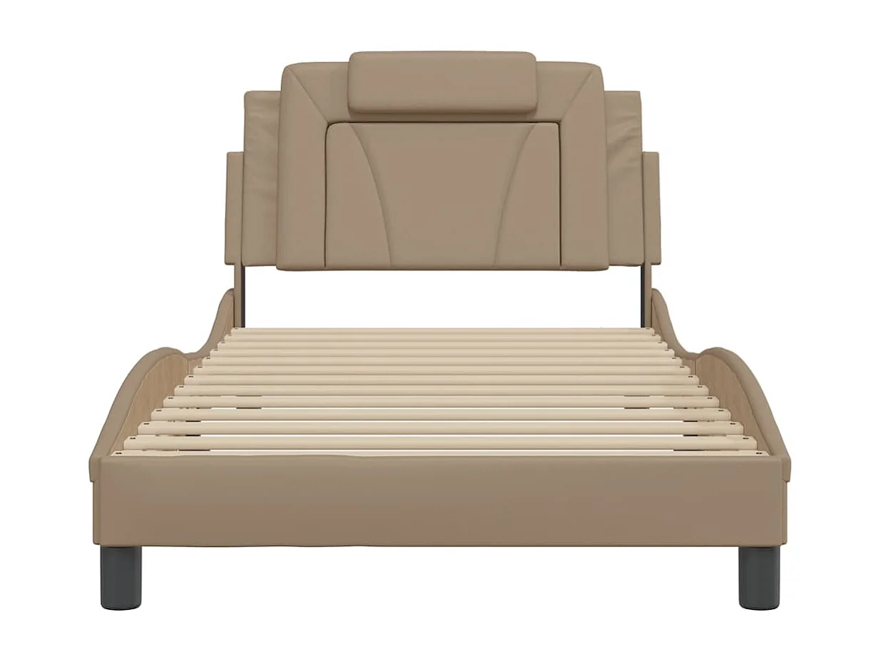 Cadre de lit avec lumières LED cappuccino 100x200 similicuir