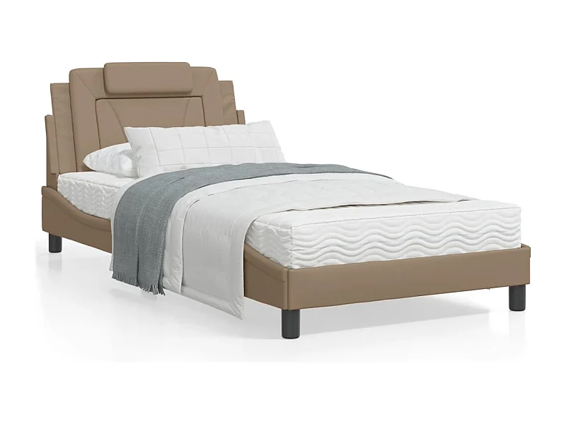 Cadre de lit avec lumières LED cappuccino 100x200 similicuir