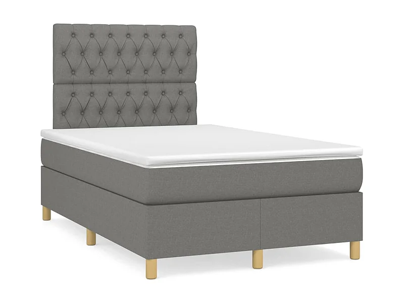 Sommier à lattes de lit avec matelas gris foncé 120x190 tissu