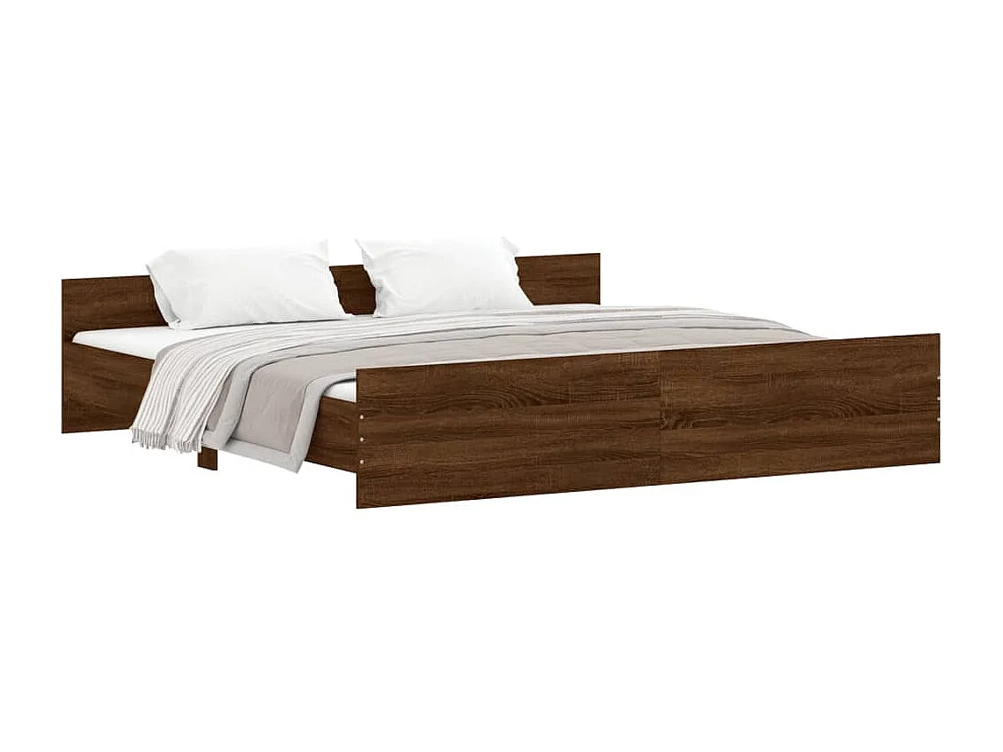 Cadre de lit tête de lit et pied de lit chêne marron 200x200