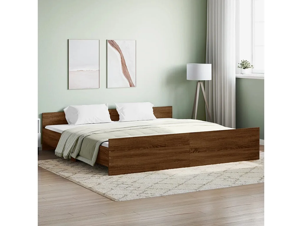 Cadre de lit tête de lit et pied de lit chêne marron 200x200