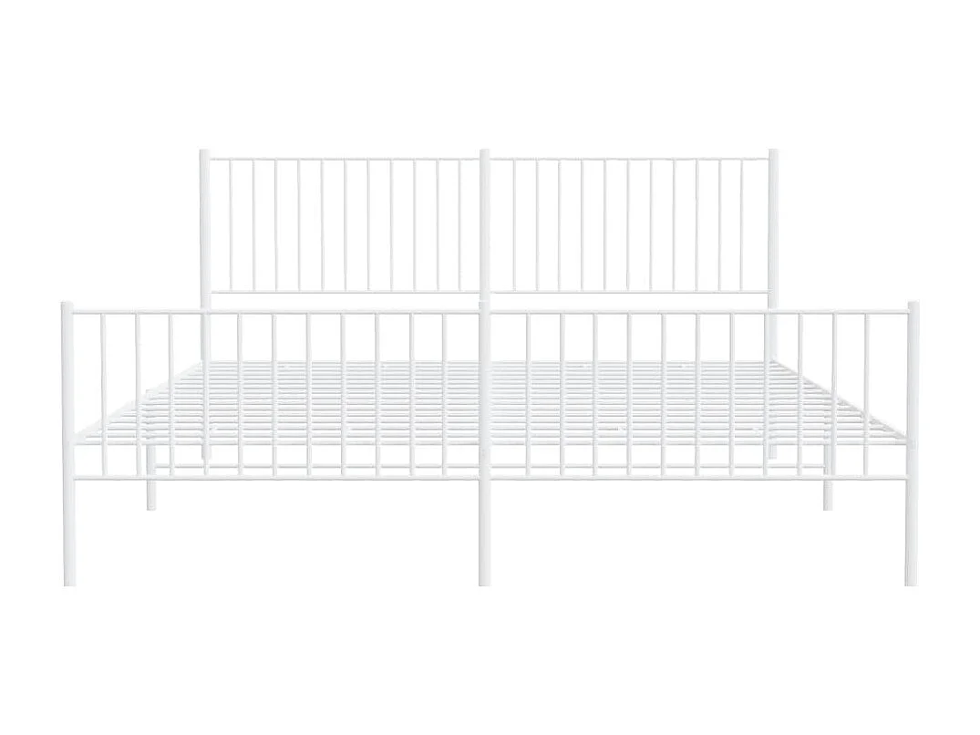 Cadre de lit métal avec tête de lit-pied de lit blanc 180x200