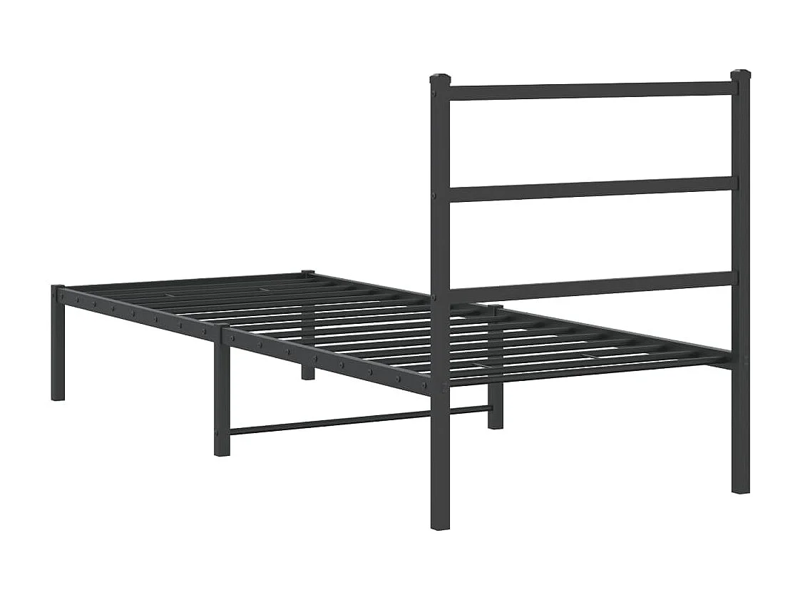 Cadre de lit métal avec tête de lit noir 75x190