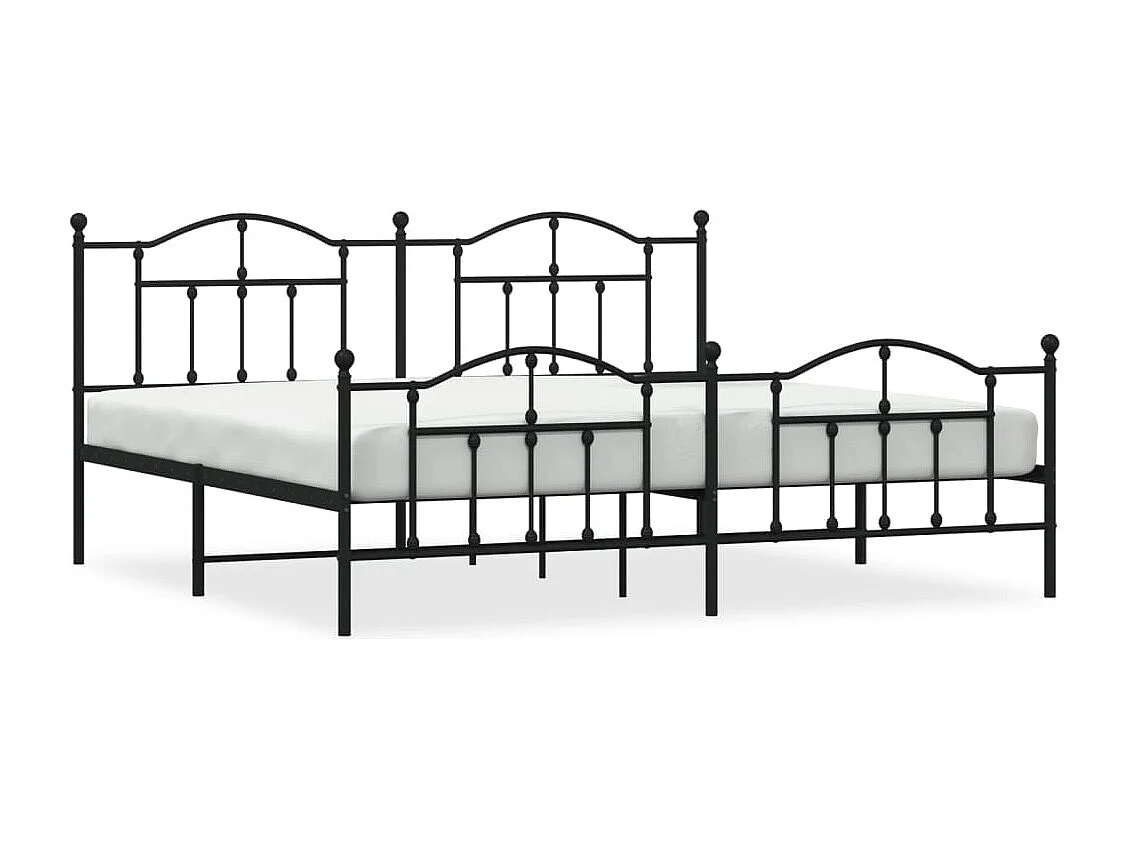 Cadre de lit métal avec tête de lit-pied de lit noir 200x200