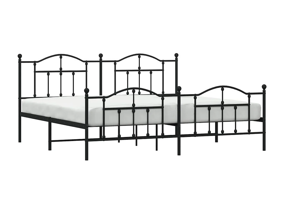 Cadre de lit métal avec tête de lit-pied de lit noir 200x200