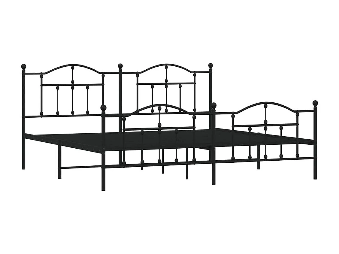 Cadre de lit métal avec tête de lit-pied de lit noir 200x200