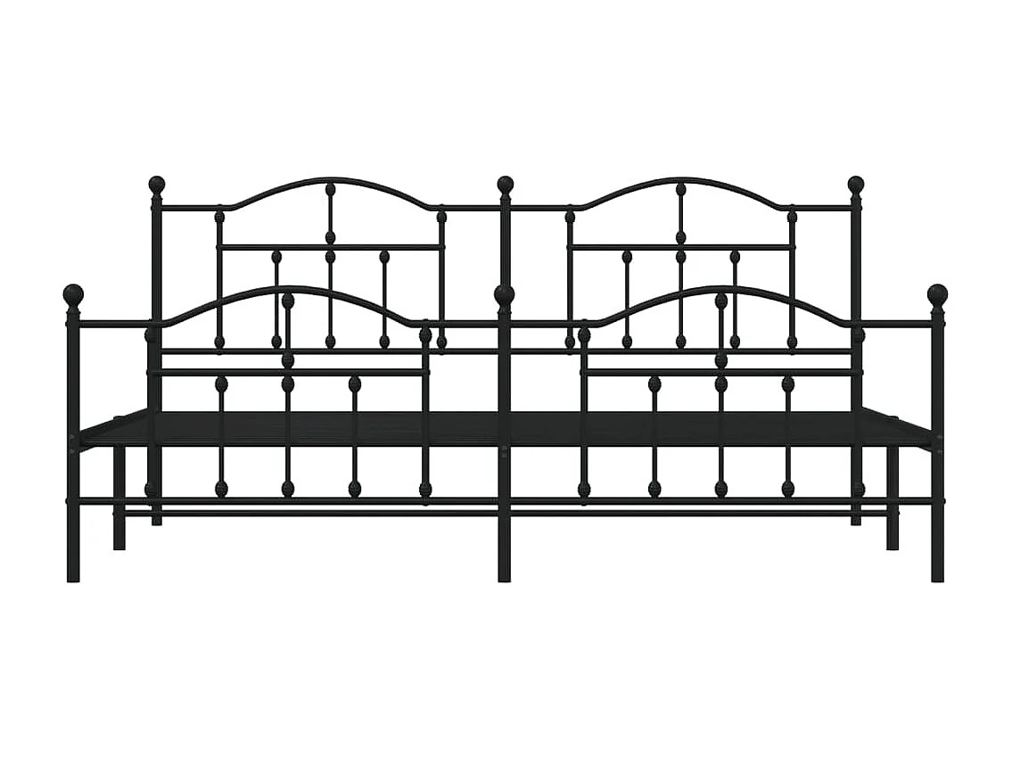 Cadre de lit métal avec tête de lit-pied de lit noir 200x200