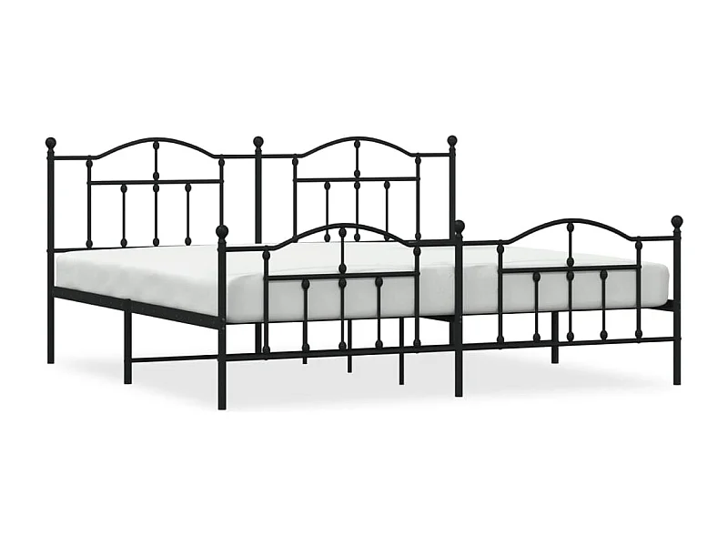 Cadre de lit métal avec tête de lit-pied de lit noir 200x200