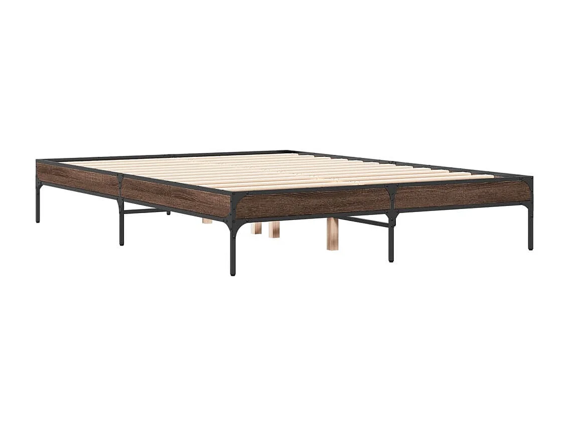 Cadre de lit chêne marron 120x200 bois d'ingénierie et métal
