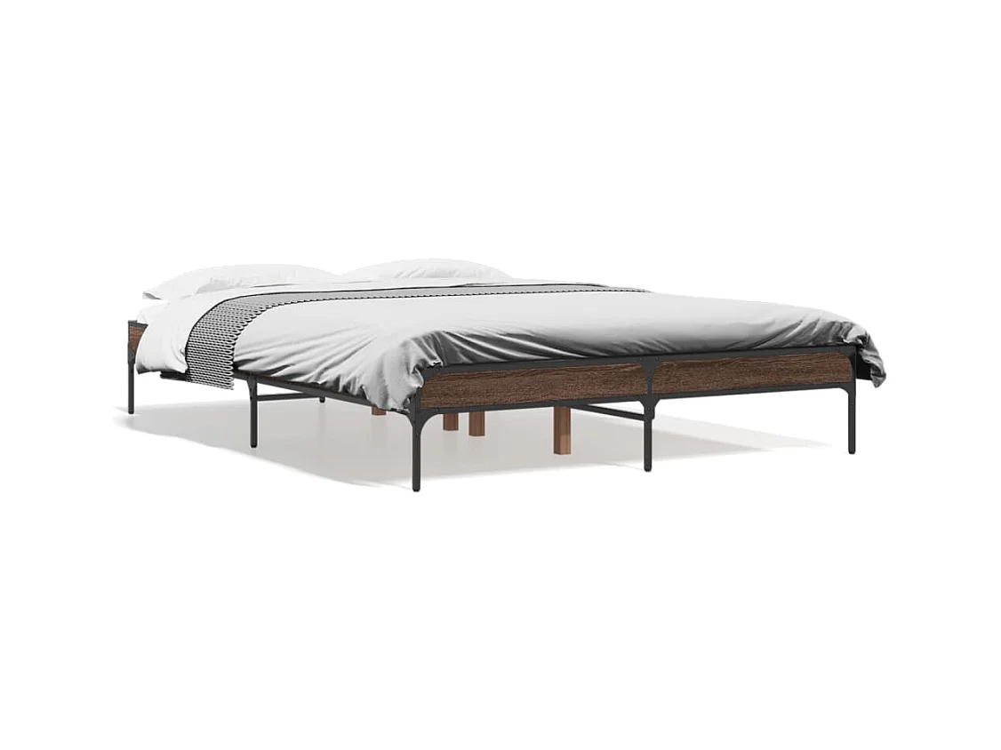 Cadre de lit chêne marron 120x200 bois d'ingénierie et métal