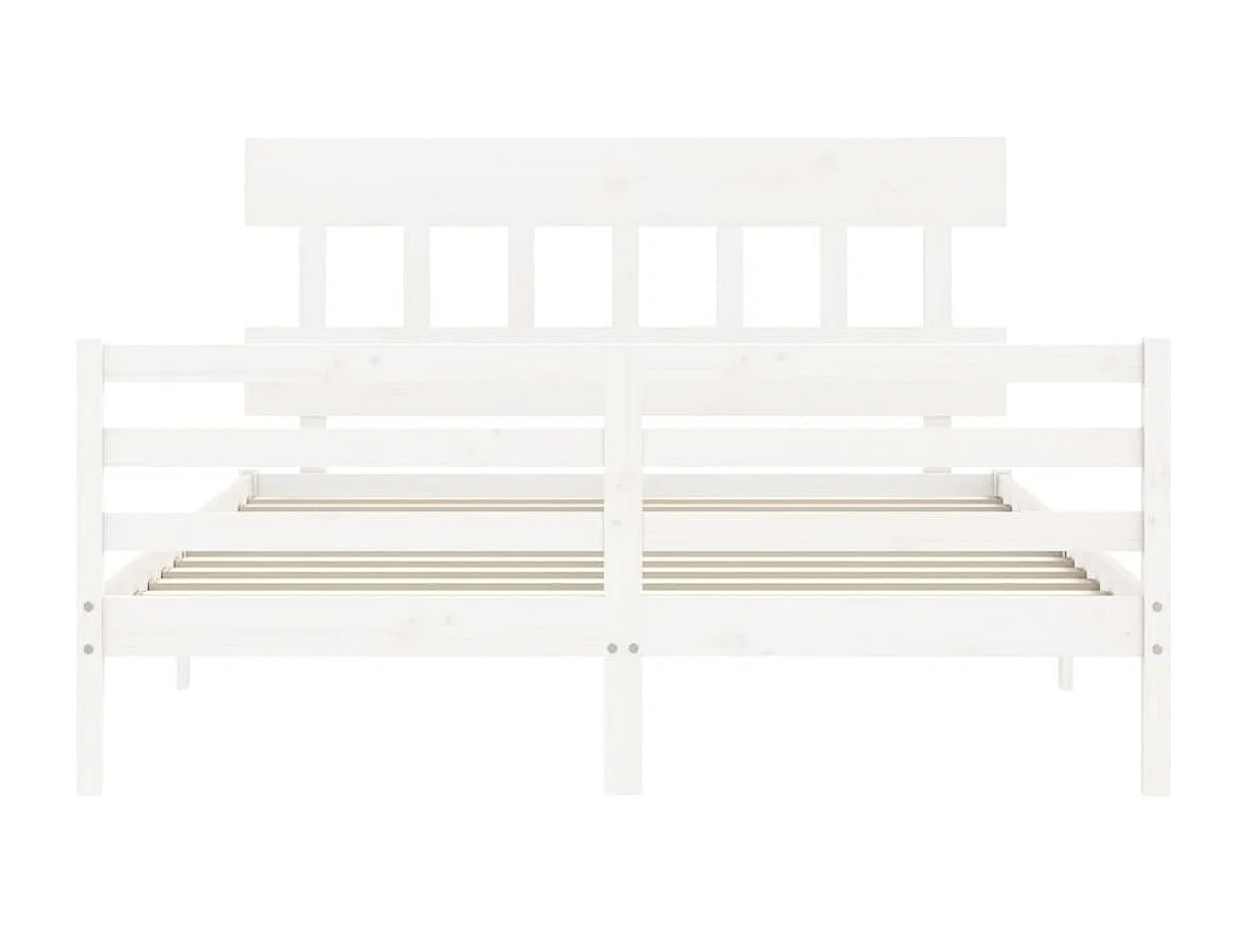 Cadre de lit avec tête de lit blanc 160x200 bois massif