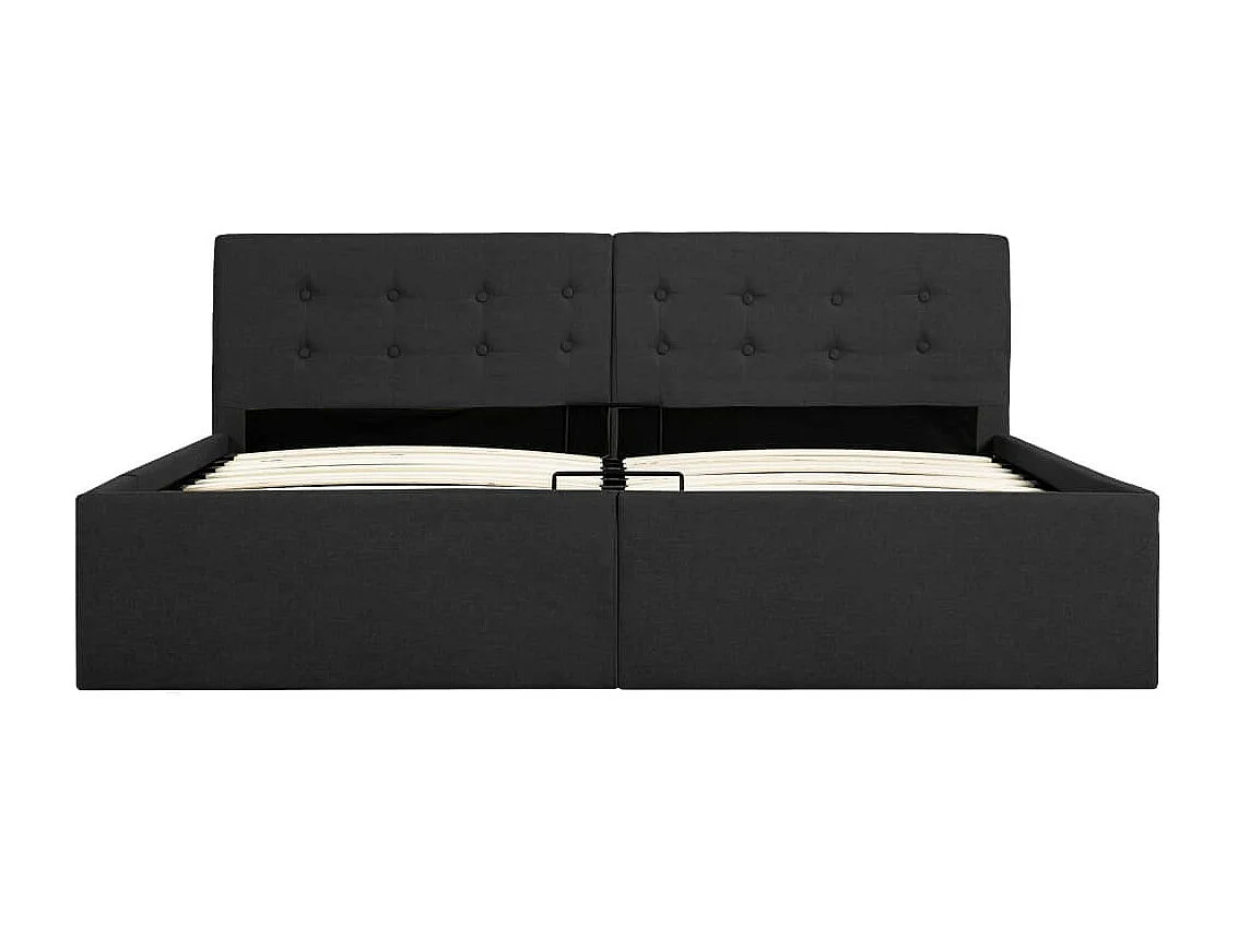 Lit à stockage hydraulique Gris foncé Tissu 160x200