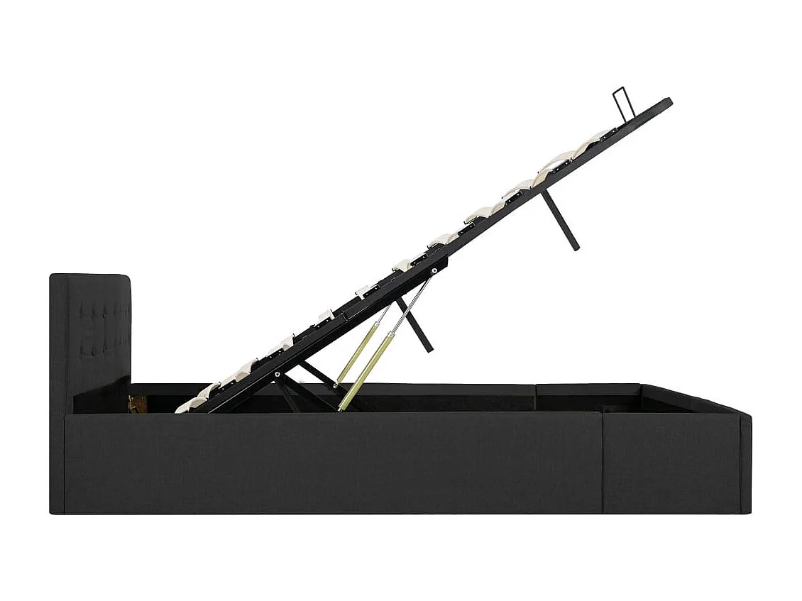 Lit à stockage hydraulique Gris foncé Tissu 160x200