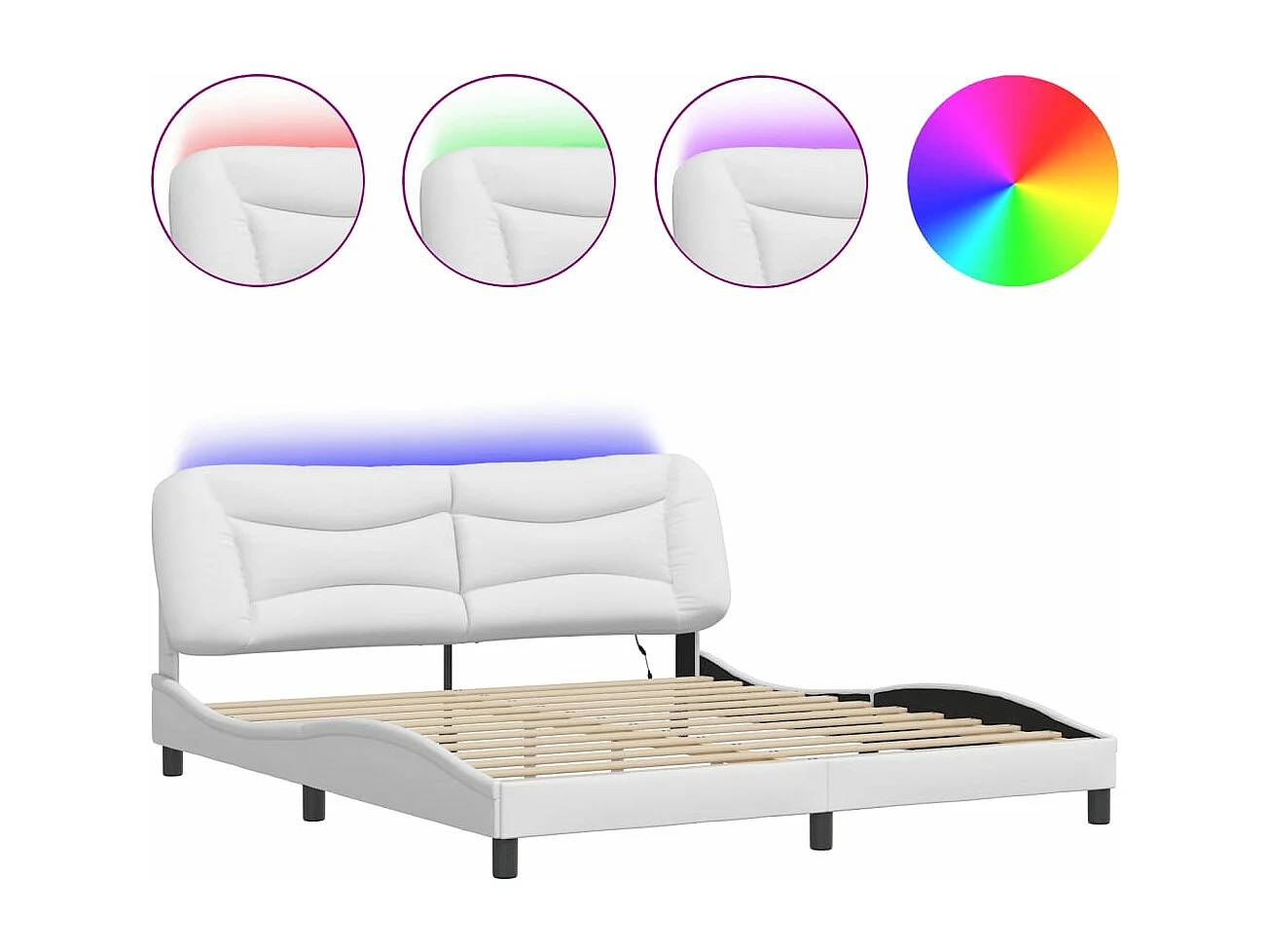 Cadre de lit avec lumières LED noir 180x200 similicuir