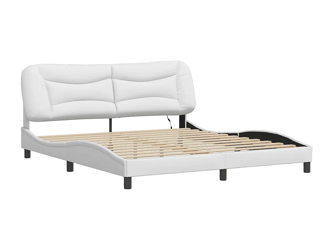 Cadre de lit avec lumières LED noir 180x200 similicuir