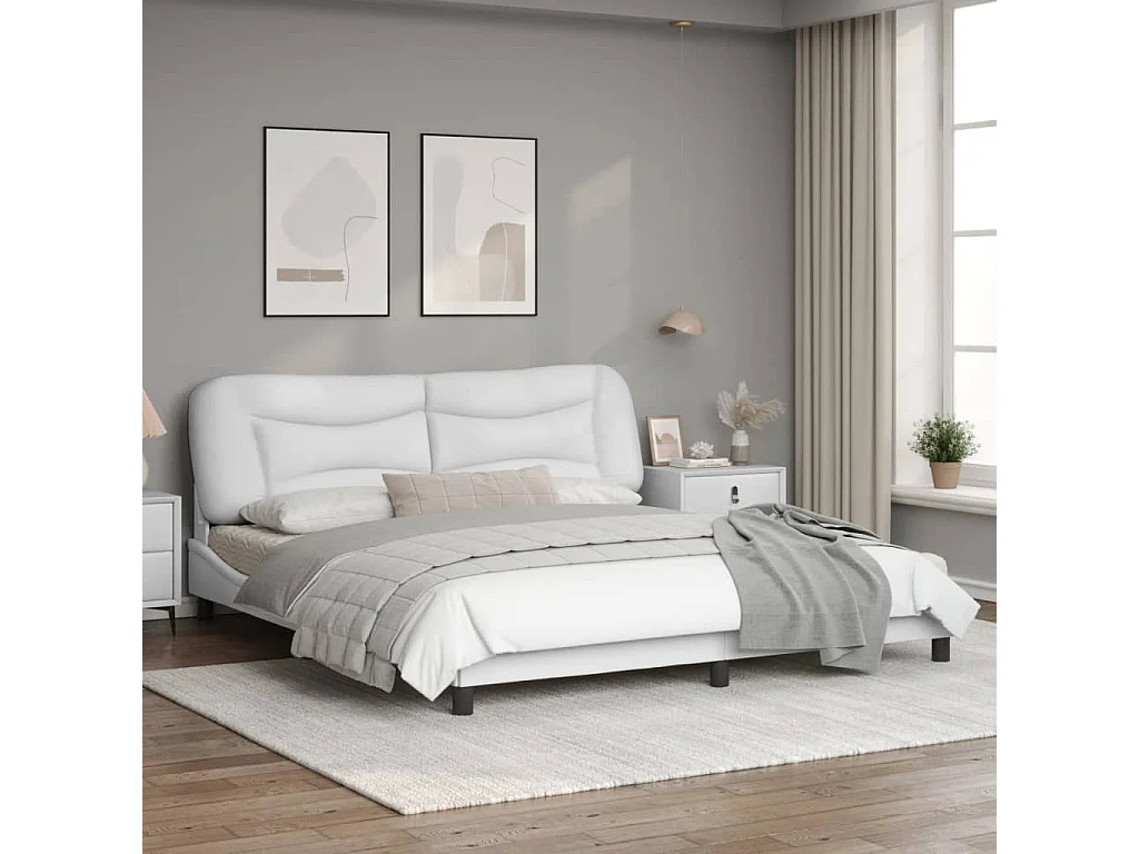 Cadre de lit avec lumières LED noir 180x200 similicuir