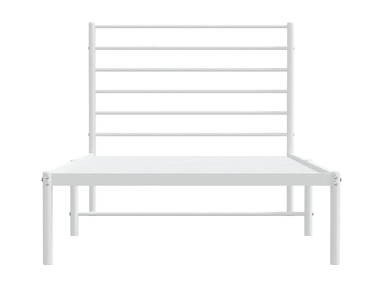Cadre de lit métal avec tête de lit blanc 75x190