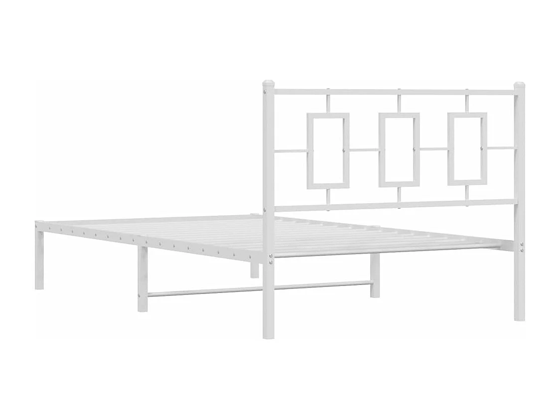 Cadre de lit métal avec tête de lit blanc 107x203