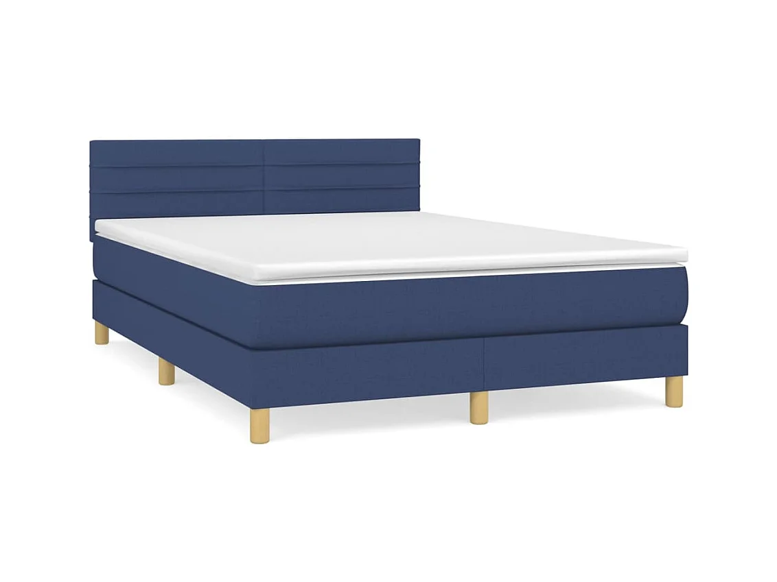 Sommier à lattes de lit avec matelas Bleu 140x190 Tissu