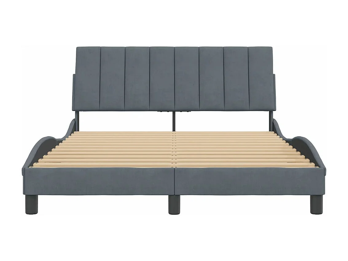 Cadre de lit avec tête de lit Gris foncé 140x200 Velours