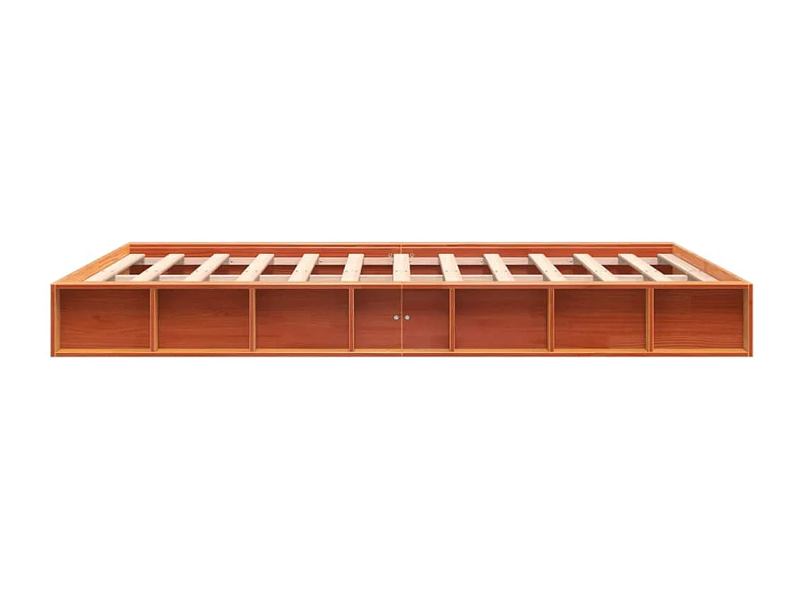 Cadre de lit marron 150x200 bois de pin massif