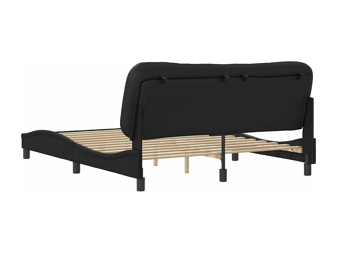 Cadre de lit avec tête de lit Noir 160x200 Similicuir