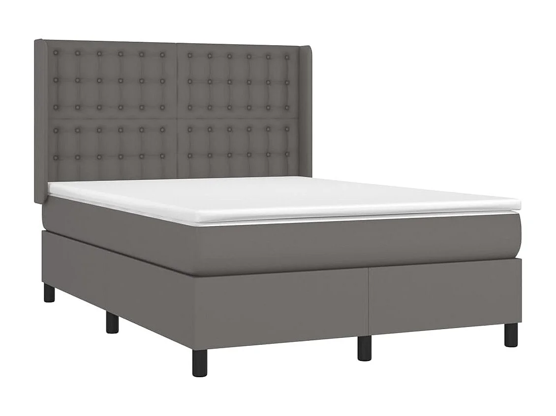 Lit à sommier tapissier et matelas et LED Gris 140x200 Similicuir