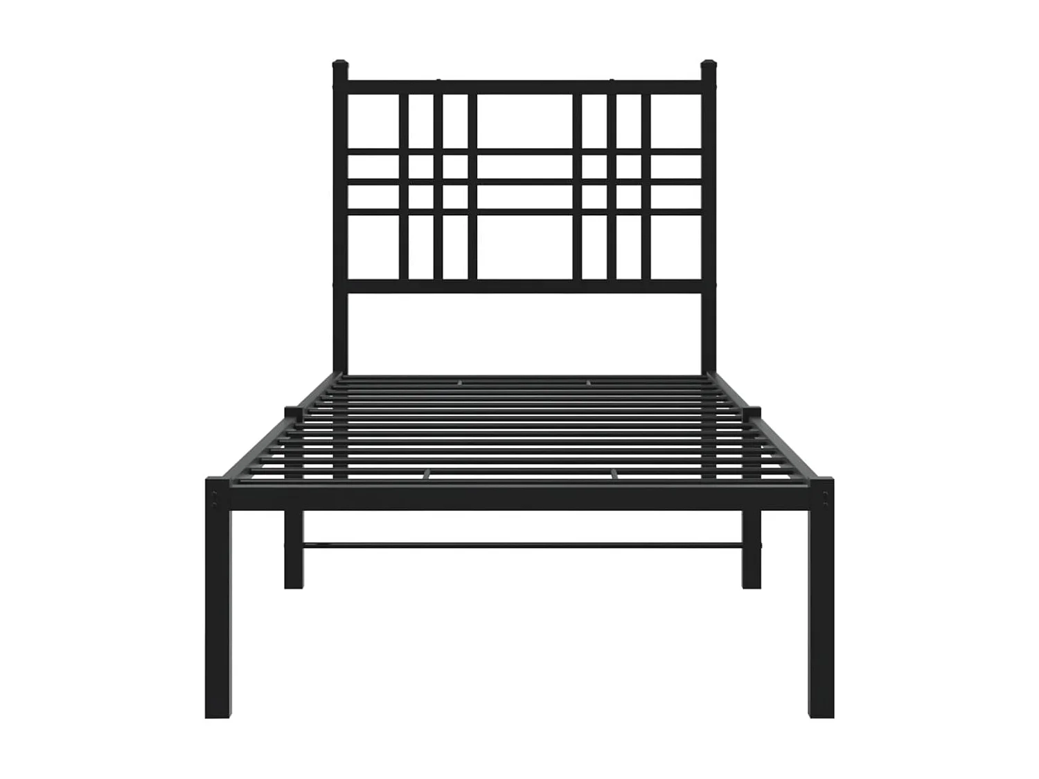 Cadre de lit métal avec tête de lit noir 75x190