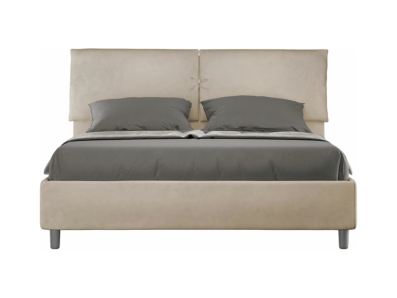 Lit sans sommier rembourré 160x200 microfibre sable Mados